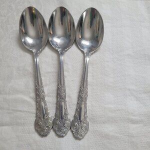 Reed & Barton Renaissance Spoons Set Of 3 With Decorative Floral Pattern